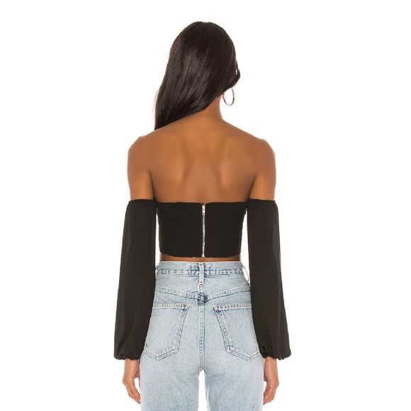 Superdown Maya Cropped Long Sleeve Top XS Preowned - Picture 6 of 11